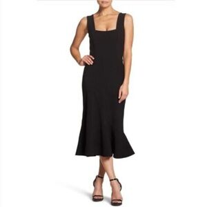 Dress the Population Black Midi Square Neck Dress